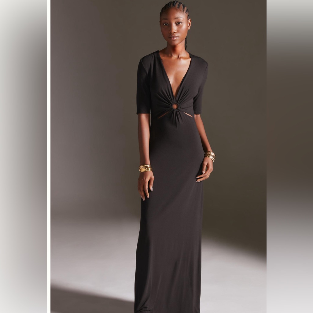Nwt Favorite Daughter The Center Of Attention Dress Black M Cut Out Maxi